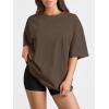 imageTrendy Queen Womens Oversized Summer T Shirts Fashion Workout Plus Size Tops Short Sleeve Beach Vacation Gym Clothes 2025Coffeebrown
