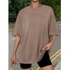 imageTrendy Queen Womens Oversized Summer T Shirts Fashion Workout Plus Size Tops Short Sleeve Beach Vacation Gym Clothes 2025Coffeegrey