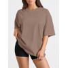 imageTrendy Queen Womens Oversized Summer T Shirts Fashion Workout Plus Size Tops Short Sleeve Beach Vacation Gym Clothes 2025Coffeegrey
