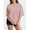 imageTrendy Queen Womens Oversized Summer T Shirts Fashion Workout Plus Size Tops Short Sleeve Beach Vacation Gym Clothes 2025Coupledpink