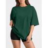 imageTrendy Queen Womens Oversized Summer T Shirts Fashion Workout Plus Size Tops Short Sleeve Beach Vacation Gym Clothes 2025Darkgreen