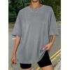 imageTrendy Queen Womens Oversized Summer T Shirts Fashion Workout Plus Size Tops Short Sleeve Beach Vacation Gym Clothes 2025Darkgrey