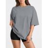 imageTrendy Queen Womens Oversized Summer T Shirts Fashion Workout Plus Size Tops Short Sleeve Beach Vacation Gym Clothes 2025Darkgrey