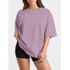 imageTrendy Queen Womens Oversized Summer T Shirts Fashion Workout Plus Size Tops Short Sleeve Beach Vacation Gym Clothes 2025Darkpink