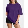 imageTrendy Queen Womens Oversized Summer T Shirts Fashion Workout Plus Size Tops Short Sleeve Beach Vacation Gym Clothes 2025Darkpurple
