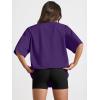imageTrendy Queen Womens Oversized Summer T Shirts Fashion Workout Plus Size Tops Short Sleeve Beach Vacation Gym Clothes 2025Darkpurple