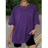 imageTrendy Queen Womens Oversized Summer T Shirts Fashion Workout Plus Size Tops Short Sleeve Beach Vacation Gym Clothes 2025Darkpurple