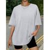 imageTrendy Queen Womens Oversized Summer T Shirts Fashion Workout Plus Size Tops Short Sleeve Beach Vacation Gym Clothes 2025Grey