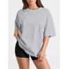 imageTrendy Queen Womens Oversized Summer T Shirts Fashion Workout Plus Size Tops Short Sleeve Beach Vacation Gym Clothes 2025Grey