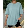 imageTrendy Queen Womens Oversized Summer T Shirts Fashion Workout Plus Size Tops Short Sleeve Beach Vacation Gym Clothes 2025Greygreen