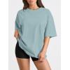 imageTrendy Queen Womens Oversized Summer T Shirts Fashion Workout Plus Size Tops Short Sleeve Beach Vacation Gym Clothes 2025Greygreen