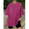 imageTrendy Queen Womens Oversized Summer T Shirts Fashion Workout Plus Size Tops Short Sleeve Beach Vacation Gym Clothes 2025Hotpink