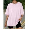 imageTrendy Queen Womens Oversized Summer T Shirts Fashion Workout Plus Size Tops Short Sleeve Beach Vacation Gym Clothes 2025Lightpink