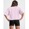 imageTrendy Queen Womens Oversized Summer T Shirts Fashion Workout Plus Size Tops Short Sleeve Beach Vacation Gym Clothes 2025Lightpink