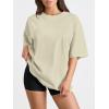 imageTrendy Queen Womens Oversized Summer T Shirts Fashion Workout Plus Size Tops Short Sleeve Beach Vacation Gym Clothes 2025Lightyellow