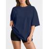 imageTrendy Queen Womens Oversized Summer T Shirts Fashion Workout Plus Size Tops Short Sleeve Beach Vacation Gym Clothes 2025Navy