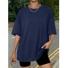 imageTrendy Queen Womens Oversized Summer T Shirts Fashion Workout Plus Size Tops Short Sleeve Beach Vacation Gym Clothes 2025Navy
