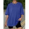 imageTrendy Queen Womens Oversized Summer T Shirts Fashion Workout Plus Size Tops Short Sleeve Beach Vacation Gym Clothes 2025Royalblue