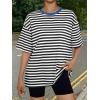 imageTrendy Queen Womens Oversized Summer T Shirts Fashion Workout Plus Size Tops Short Sleeve Beach Vacation Gym Clothes 2025Seblackwhite