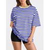 imageTrendy Queen Womens Oversized Summer T Shirts Fashion Workout Plus Size Tops Short Sleeve Beach Vacation Gym Clothes 2025Sebluewhite
