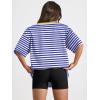 imageTrendy Queen Womens Oversized Summer T Shirts Fashion Workout Plus Size Tops Short Sleeve Beach Vacation Gym Clothes 2025Sebluewhite