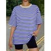 imageTrendy Queen Womens Oversized Summer T Shirts Fashion Workout Plus Size Tops Short Sleeve Beach Vacation Gym Clothes 2025Sebluewhite