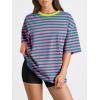 imageTrendy Queen Womens Oversized Summer T Shirts Fashion Workout Plus Size Tops Short Sleeve Beach Vacation Gym Clothes 2025Sepinkgreen