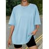 imageTrendy Queen Womens Oversized Summer T Shirts Fashion Workout Plus Size Tops Short Sleeve Beach Vacation Gym Clothes 2025Skyblue
