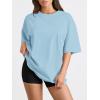 imageTrendy Queen Womens Oversized Summer T Shirts Fashion Workout Plus Size Tops Short Sleeve Beach Vacation Gym Clothes 2025Skyblue