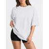 imageTrendy Queen Womens Oversized Summer T Shirts Fashion Workout Plus Size Tops Short Sleeve Beach Vacation Gym Clothes 2025White