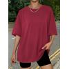 imageTrendy Queen Womens Oversized Summer T Shirts Fashion Workout Plus Size Tops Short Sleeve Beach Vacation Gym Clothes 2025Winered