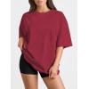 imageTrendy Queen Womens Oversized Summer T Shirts Fashion Workout Plus Size Tops Short Sleeve Beach Vacation Gym Clothes 2025Winered