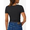imageTrendy Queen Womens Short Sleeve Summer Tops Ribbed Henley T Shirts Basic Tee Cute Casual Spring Fashion Clothes 2025Black