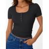 imageTrendy Queen Womens Short Sleeve Summer Tops Ribbed Henley T Shirts Basic Tee Cute Casual Spring Fashion Clothes 2025Black