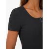 imageTrendy Queen Womens Short Sleeve Summer Tops Ribbed Henley T Shirts Basic Tee Cute Casual Spring Fashion Clothes 2025Black