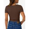 imageTrendy Queen Womens Short Sleeve Summer Tops Ribbed Henley T Shirts Basic Tee Cute Casual Spring Fashion Clothes 2025Coffee
