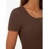 imageTrendy Queen Womens Short Sleeve Summer Tops Ribbed Henley T Shirts Basic Tee Cute Casual Spring Fashion Clothes 2025Coffee