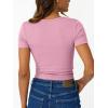 imageTrendy Queen Womens Short Sleeve Summer Tops Ribbed Henley T Shirts Basic Tee Cute Casual Spring Fashion Clothes 2025Pink