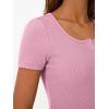 imageTrendy Queen Womens Short Sleeve Summer Tops Ribbed Henley T Shirts Basic Tee Cute Casual Spring Fashion Clothes 2025Pink