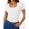 imageTrendy Queen Womens Short Sleeve Summer Tops Ribbed Henley T Shirts Basic Tee Cute Casual Spring Fashion Clothes 2025White
