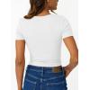 imageTrendy Queen Womens Short Sleeve Summer Tops Ribbed Henley T Shirts Basic Tee Cute Casual Spring Fashion Clothes 2025White