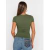 imageTrendy Queen Womens Square Neck Tops Short Sleeve Shirts Double Lined Workout Summer Clothes Casual Slim Fit TShirtsArmygreen