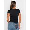 imageTrendy Queen Womens Square Neck Tops Short Sleeve Shirts Double Lined Workout Summer Clothes Casual Slim Fit TShirtsBlack