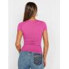 imageTrendy Queen Womens Square Neck Tops Short Sleeve Shirts Double Lined Workout Summer Clothes Casual Slim Fit TShirtsHotpink