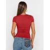 imageTrendy Queen Womens Square Neck Tops Short Sleeve Shirts Double Lined Workout Summer Clothes Casual Slim Fit TShirtsRed