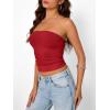 imageTrendy Queen Womens Strapless Tube Tops Basic Backless Sleeveless Bandeau Going Out Crop Tops Cute 2025 Summer ClothesRed