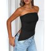 imageTrendy Queen Womens Summer Going Out Tube Tops Strapless Asymmetrical Bandeau Backless Corset Cute Teen Girls Y2k ShirtsBlack