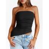 imageTrendy Queen Womens Summer Going Out Tube Tops Strapless Asymmetrical Bandeau Backless Corset Cute Teen Girls Y2k ShirtsBlack