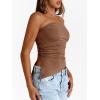 imageTrendy Queen Womens Summer Going Out Tube Tops Strapless Asymmetrical Bandeau Backless Corset Cute Teen Girls Y2k ShirtsBrown