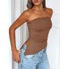 imageTrendy Queen Womens Summer Going Out Tube Tops Strapless Asymmetrical Bandeau Backless Corset Cute Teen Girls Y2k ShirtsBrown